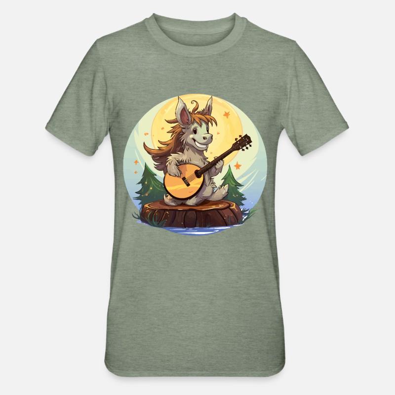 Guitariste de Moonlight Donkey - T-shirt polycoton Unisexe - vert kaki chiné