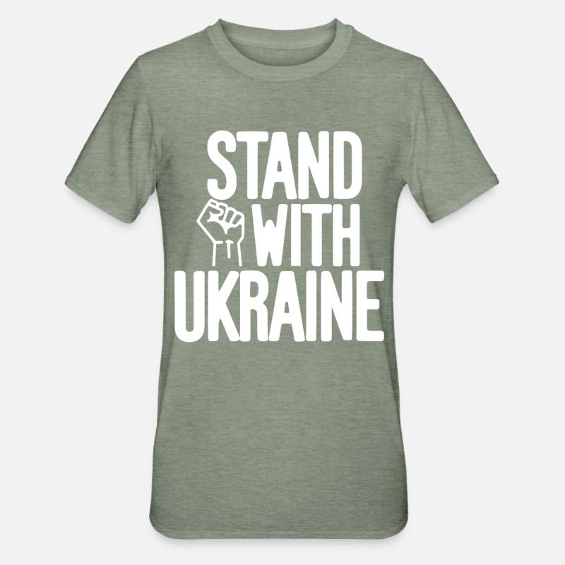 Solidarité avec l’Ukraine - T-shirt polycoton Unisexe - vert kaki chiné