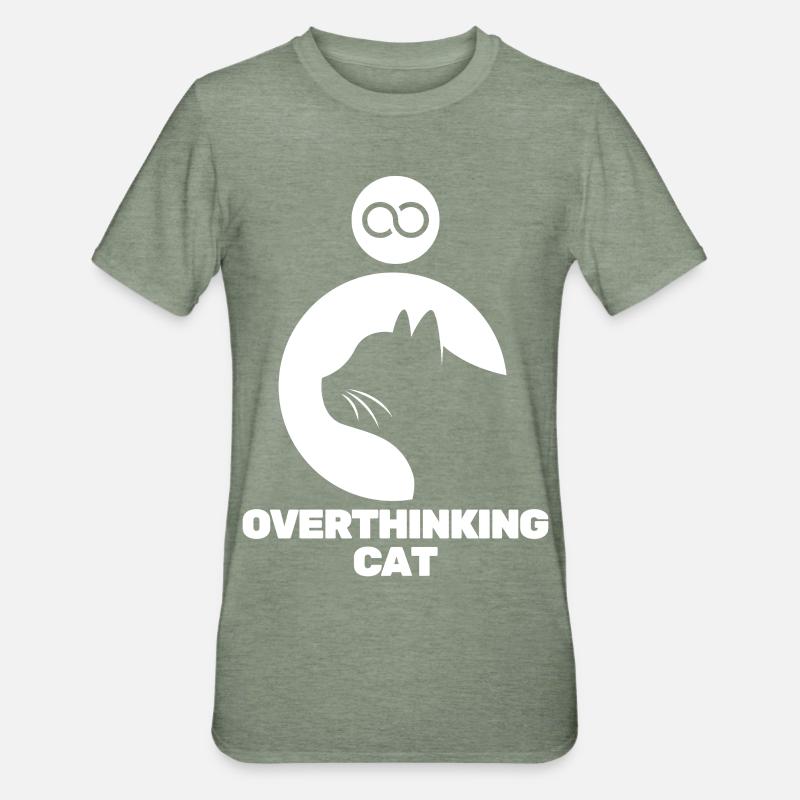 Overthinkin' Cat  - T-shirt polycoton Unisexe - vert kaki chiné