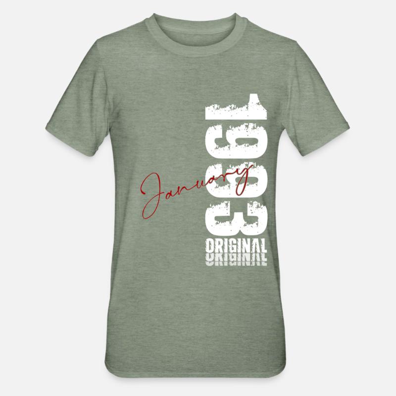 33e anniversaire Original janvier 1993 - T-shirt polycoton Unisexe - vert kaki chiné