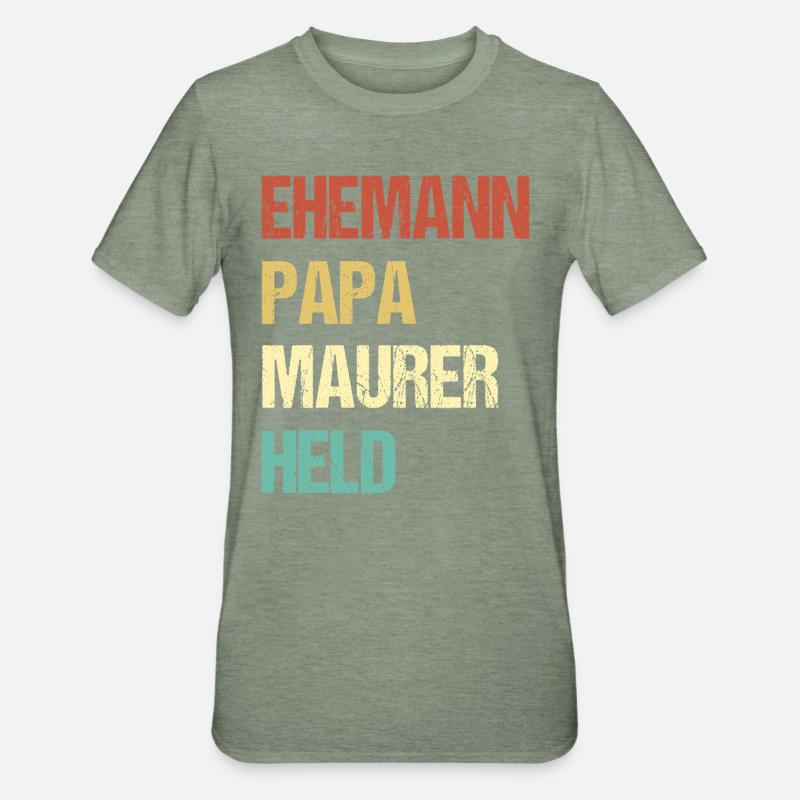Papa maçon - T-shirt polycoton Unisexe - vert kaki chiné