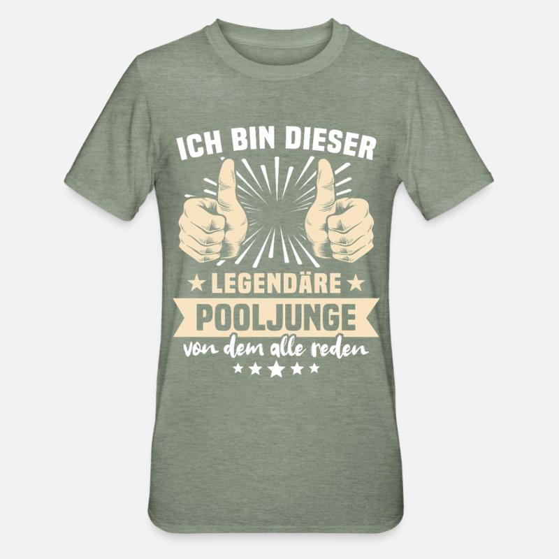 Pooljunge Sprüche - Unisex Polycotton T-Shirt - Militärgrün meliert