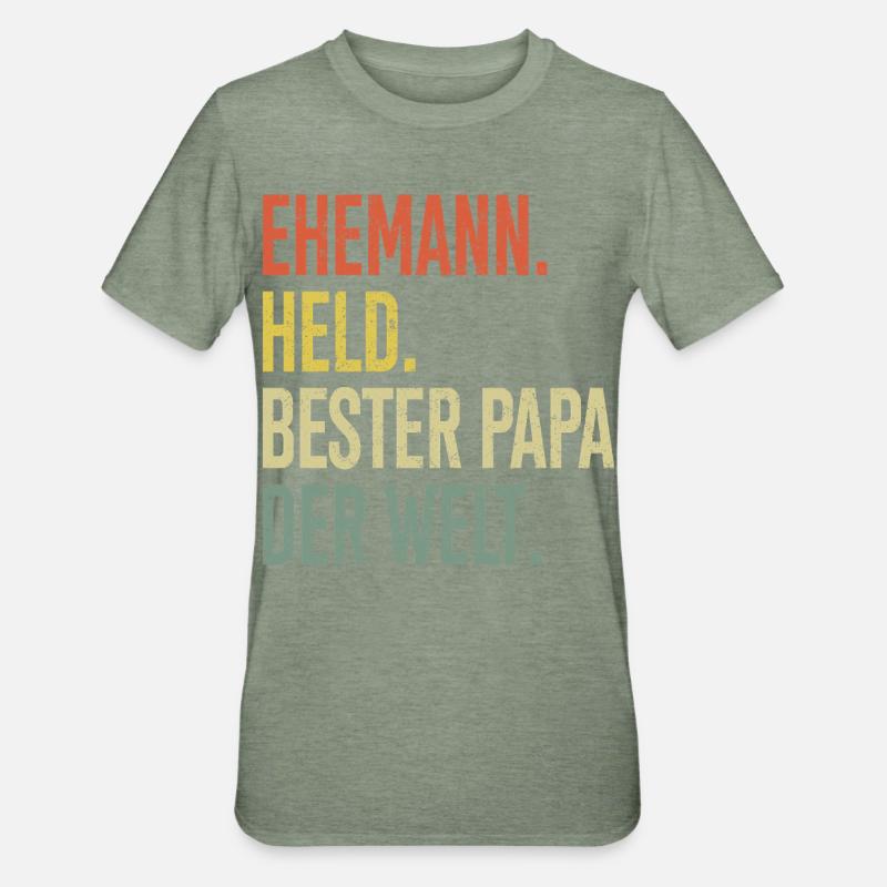 Bester Papa der Welt Gradient - Unisex Polycotton T-Shirt - Militärgrün meliert