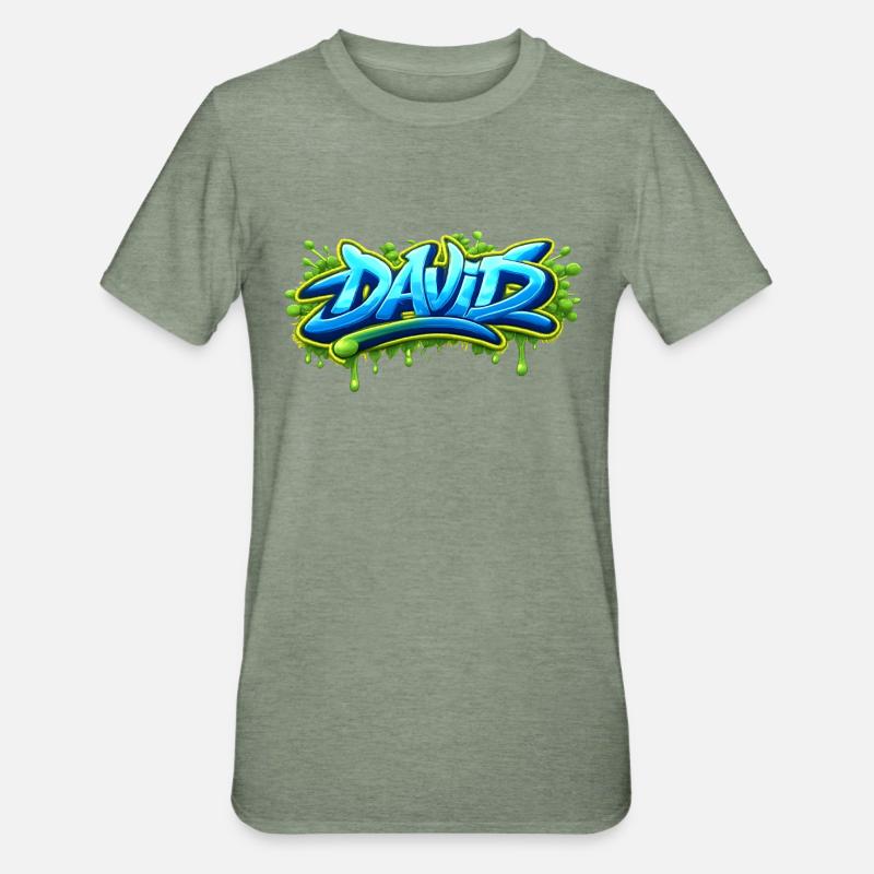 Graffiti name DAVID printable on everything - Unisex Polycotton T-Shirt - heather military green