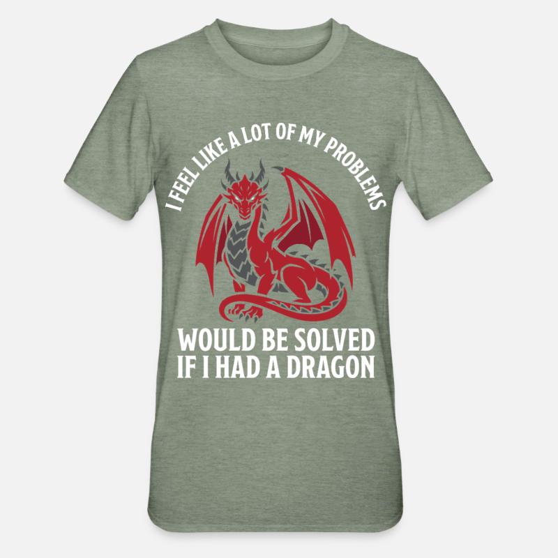Problems Solved Dragon Lovers Fantasy - Unisex Polycotton T-Shirt - heather military green
