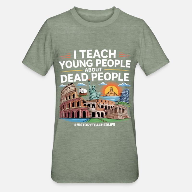 Geschichte - Unisex Polycotton T-Shirt - Militärgrün meliert