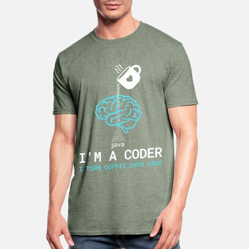 Coder T-Shirt: Coffee into Code – Nerdy Programmie Unisex Polycotton T-Shirt