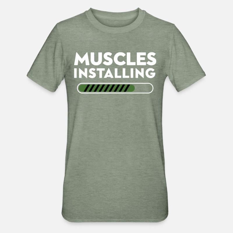 Muscles Installing Progress Graphic - Unisex Polycotton T-Shirt - heather military green