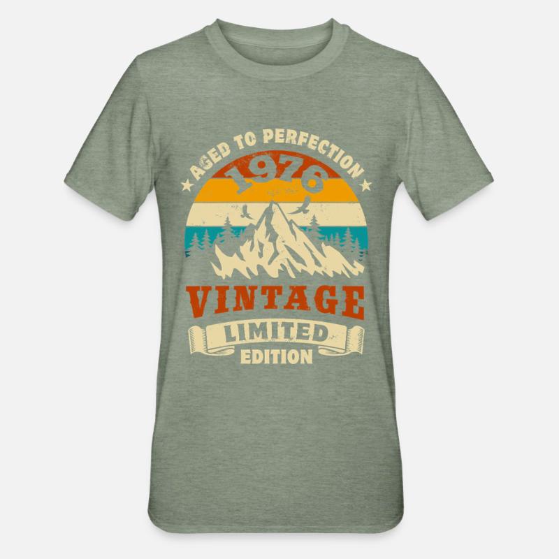 Édition limitée cadeau d’anniversaire 1976 - T-shirt polycoton Unisexe - vert kaki chiné