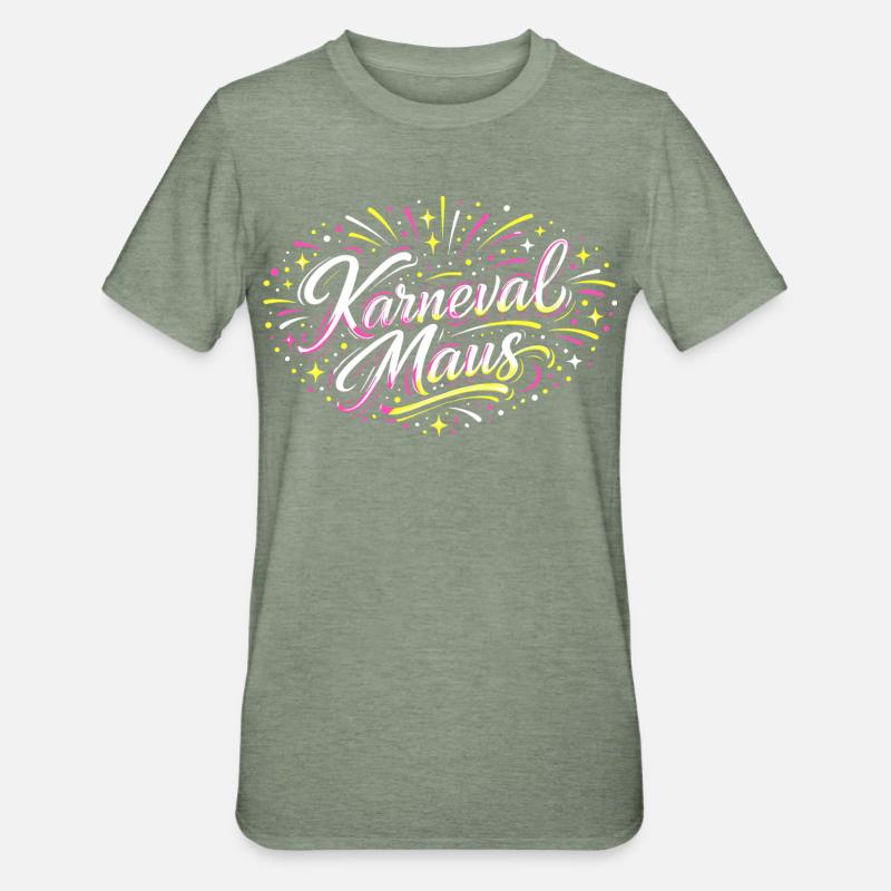 Kölner Karnevalsmaus Alaaf Lustig Fasching Geschen - Unisex Polycotton T-Shirt - Militärgrün meliert