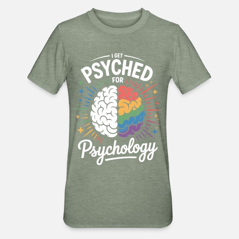 Psychédélique Psychedelic Brain - T-shirt polycoton Unisexe - vert kaki chiné