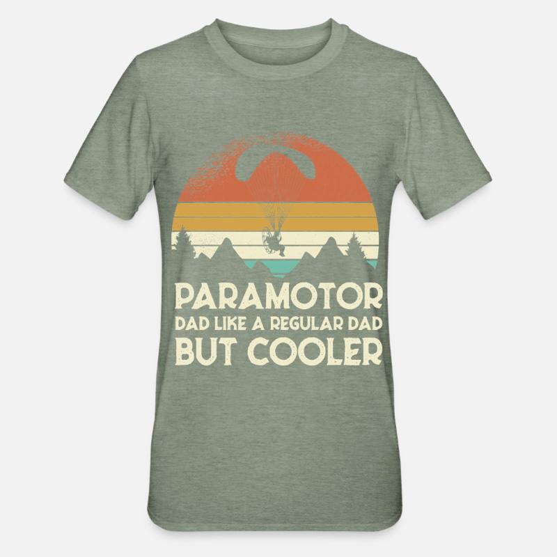 Paramoteur Papa Retro Sunset - T-shirt polycoton Unisexe - vert kaki chiné