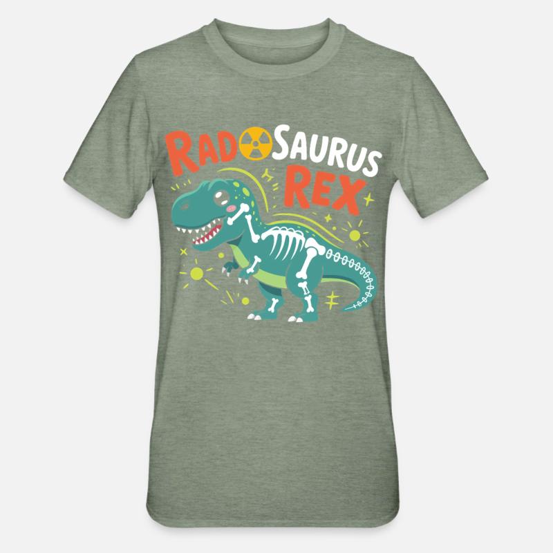 RadSaurus Rex Neon Dino - Unisex Polycotton T-Shirt - heather military green