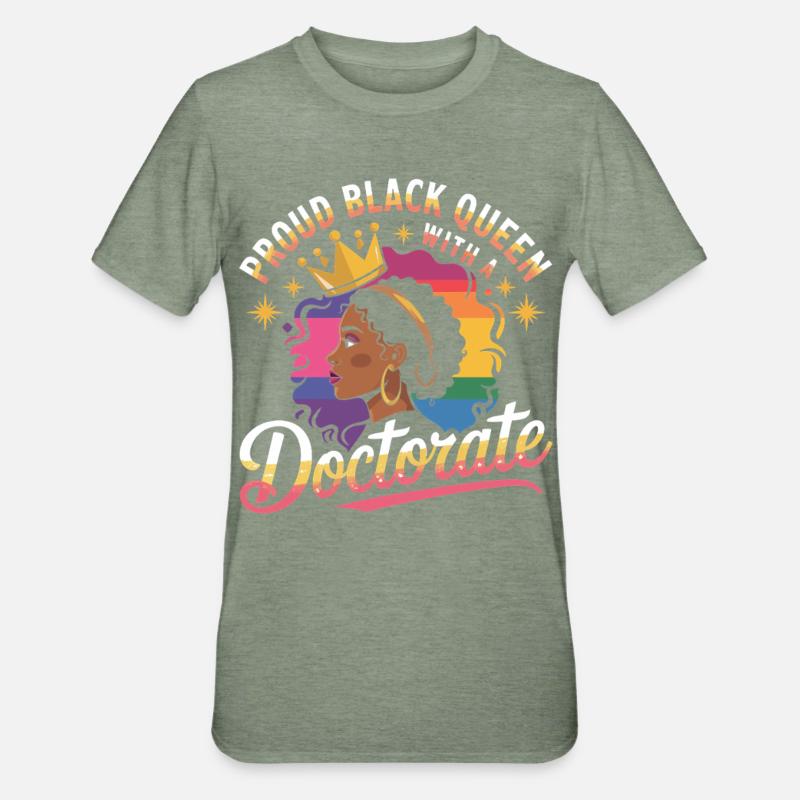 Pride Black Queen Doctotate - Unisex Polycotton T-Shirt - heather military green