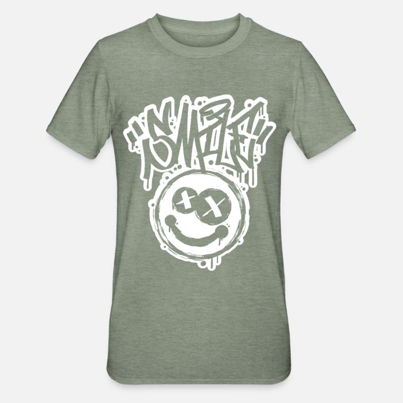 Smile Face Graphitti Letters - Unisex Polycotton T-Shirt - heather military green