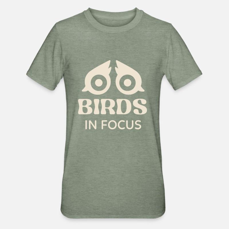 Les oiseaux au point - T-shirt polycoton Unisexe - vert kaki chiné