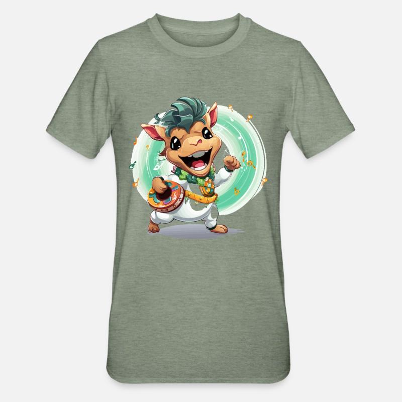 Cow drummers in carnival - Unisex Polycotton T-Shirt - heather military green