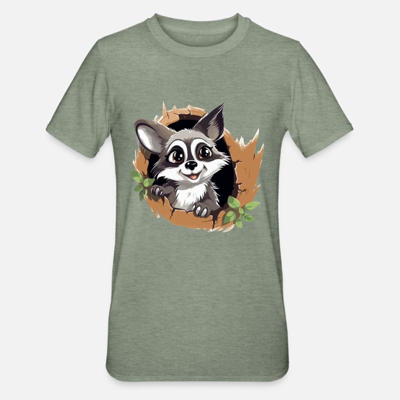 Pfotenglück im Baumring - Unisex Polycotton T-Shirt - Militärgrün meliert
