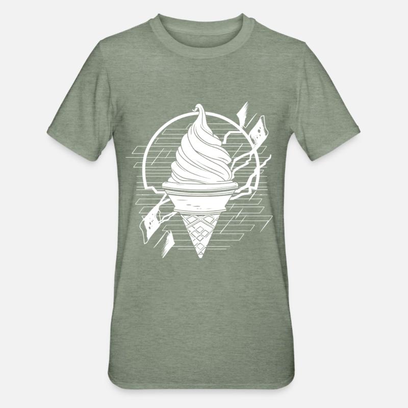 Softeis Zeichnung - Unisex Polycotton T-Shirt - heather military green