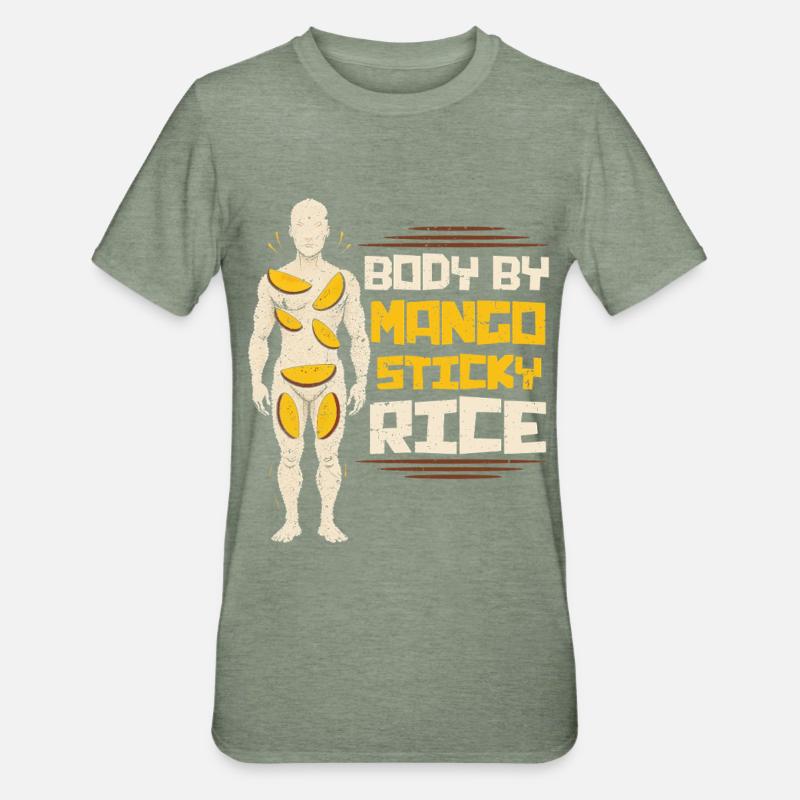 Riz gluant à la mangue - T-shirt polycoton Unisexe - vert kaki chiné