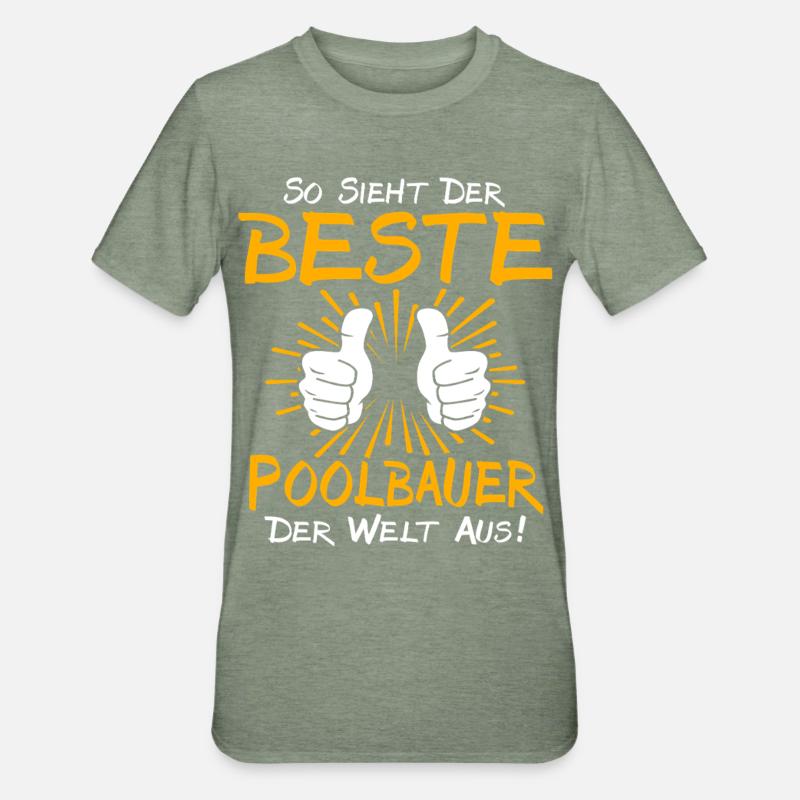 Idée cadeau pour constructeur de piscines - T-shirt polycoton Unisexe - vert kaki chiné