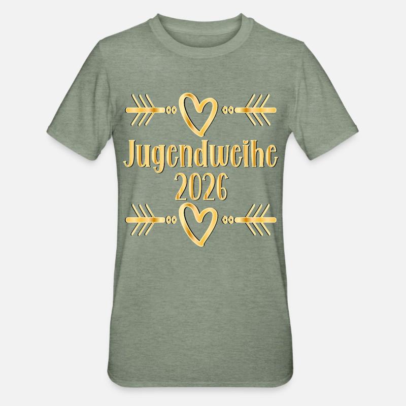 Herz Jugendweihe 2026 - T-shirt polycoton Unisexe - vert kaki chiné