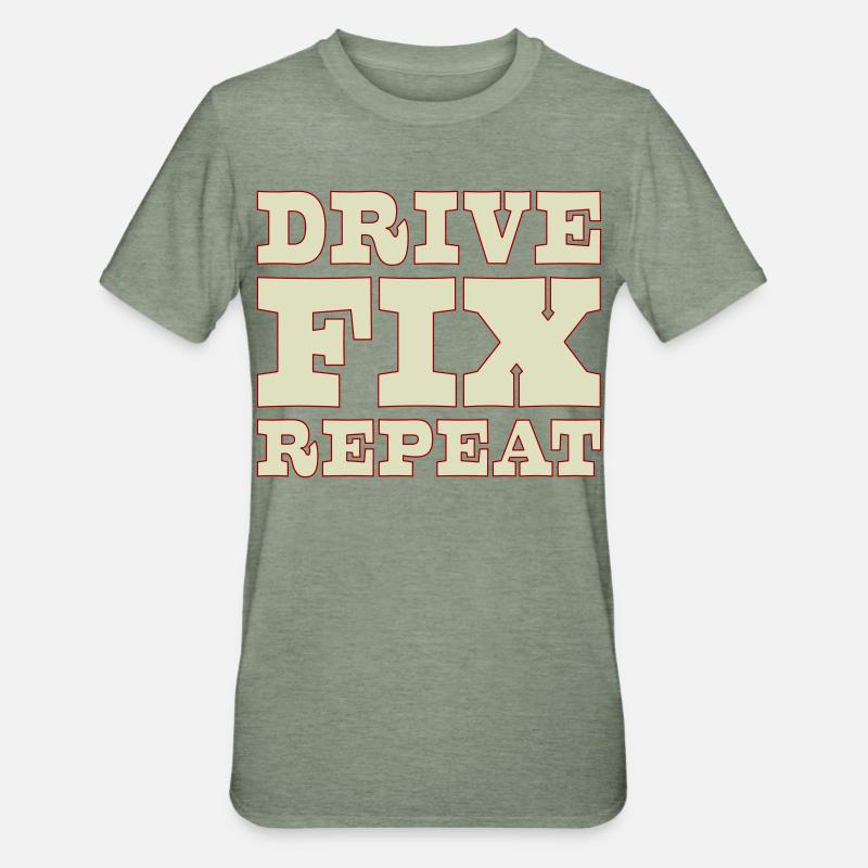 45b_solid_Drive_Fix_Repeat - T-shirt polycoton Unisexe - vert kaki chiné