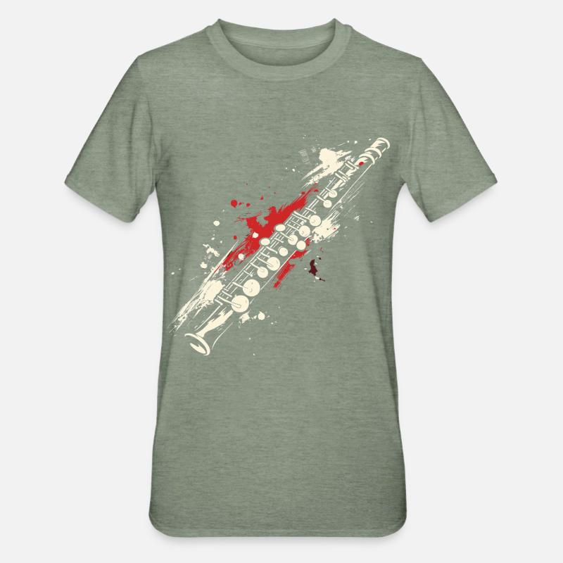 Flöte Graffiti - Unisex Polycotton T-Shirt - Militärgrün meliert