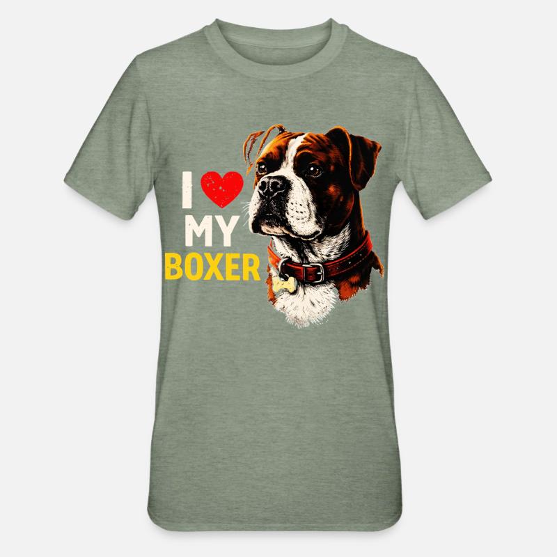 J’adore mon boxer - T-shirt polycoton Unisexe - vert kaki chiné