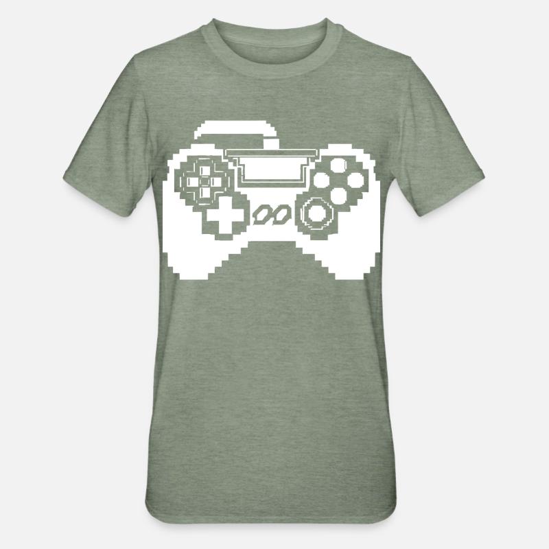 Game Controller Pixel Graphics - Unisex Polycotton T-Shirt - heather military green