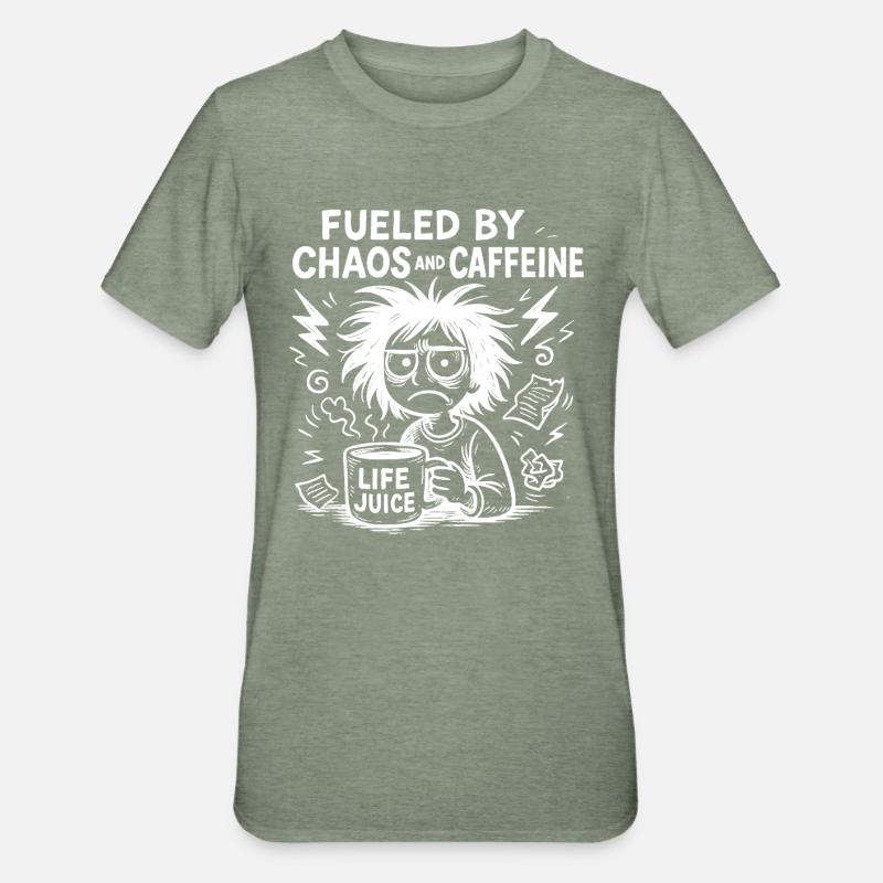 fueled by caffeine fun - Unisex Polycotton T-Shirt - heather military green