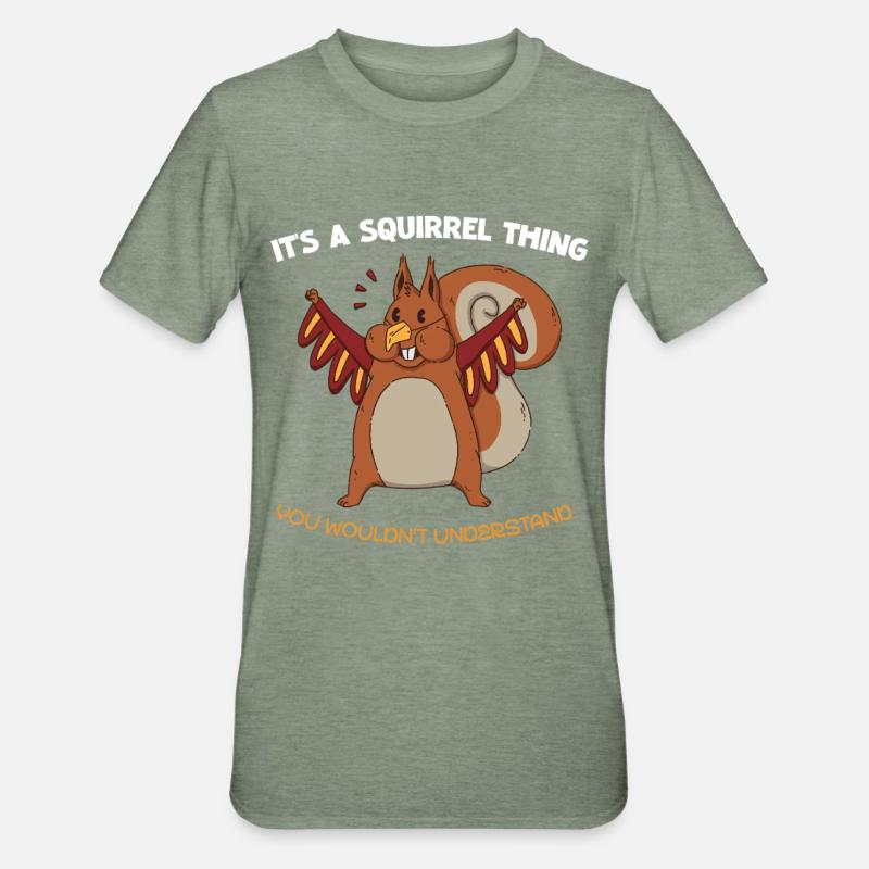 Flügel-Eichhörnchen Spruch - Unisex Polycotton T-Shirt - Militärgrün meliert