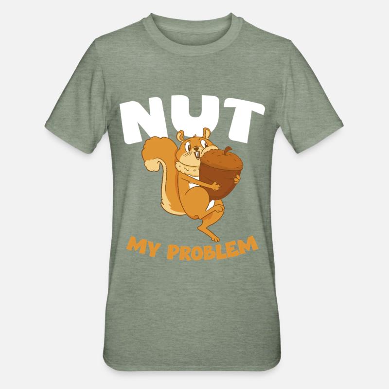 NUT MY PROBLEM Eichhörnchen - Unisex Polycotton T-Shirt - Militärgrün meliert