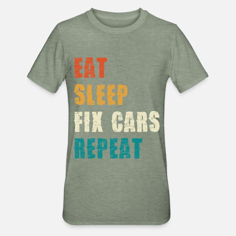 MANGIA, DORME RISOLVI LE AUTO RIPETO. - Maglietta unisex, mix cotone e poliestere - verde militare melange