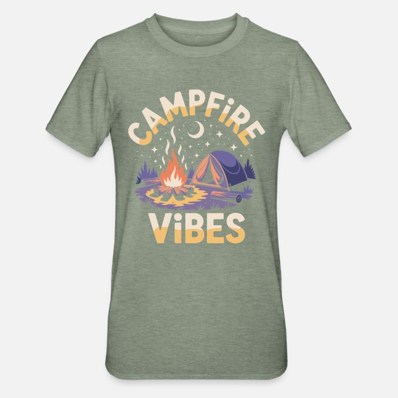 Ambiance de feu de camp - T-shirt polycoton Unisexe - vert kaki chiné