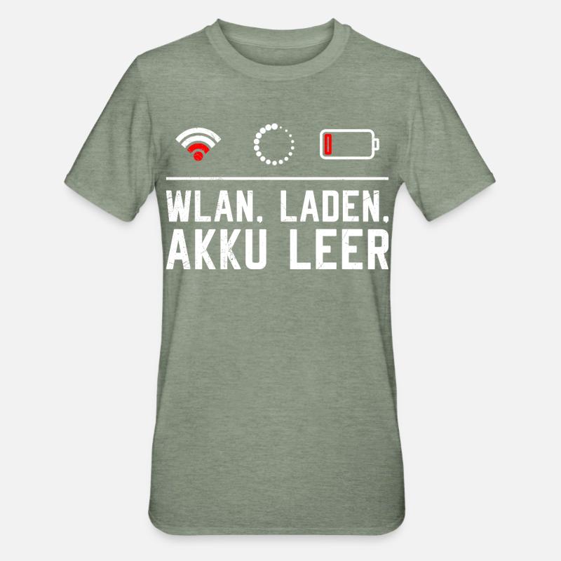 Codeur WiFi. CHARGEMENT. BATTERIE VIDE DRÔLE - T-shirt polycoton Unisexe - vert kaki chiné
