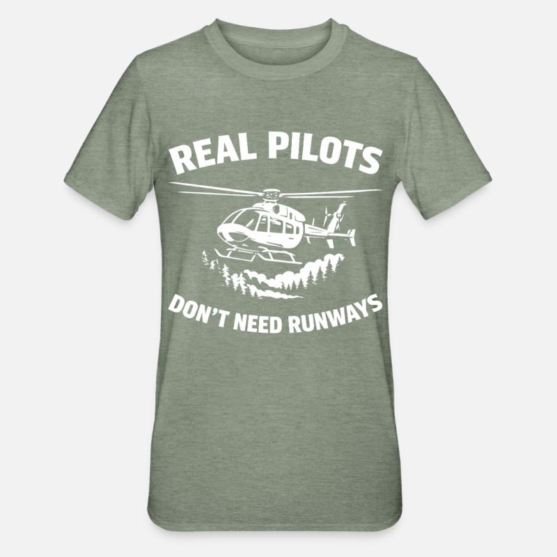 Hubschrauberpilot Helikopterpilot - Unisex Polycotton T-Shirt - Militärgrün meliert