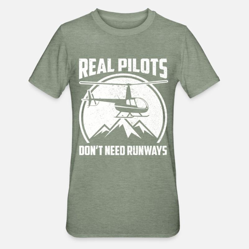 Hubschrauberpilot Helikopterpilot - Unisex Polycotton T-Shirt - Militärgrün meliert