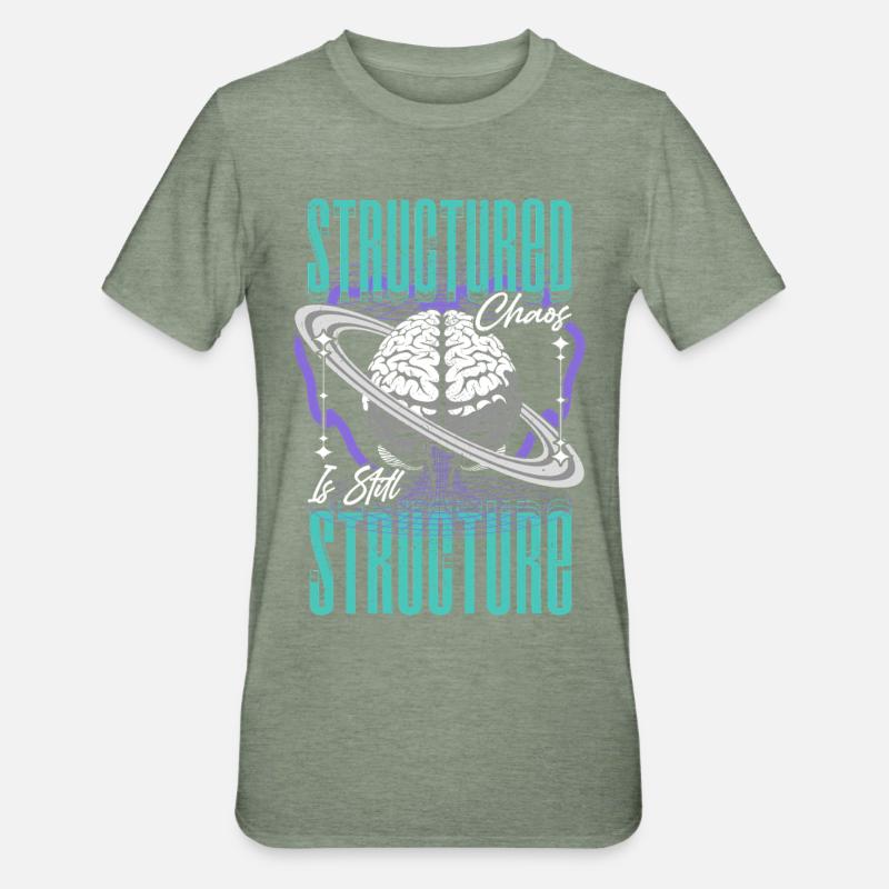 Neurodiversité neurodivergente structurée chaos - T-shirt polycoton Unisexe - vert kaki chiné
