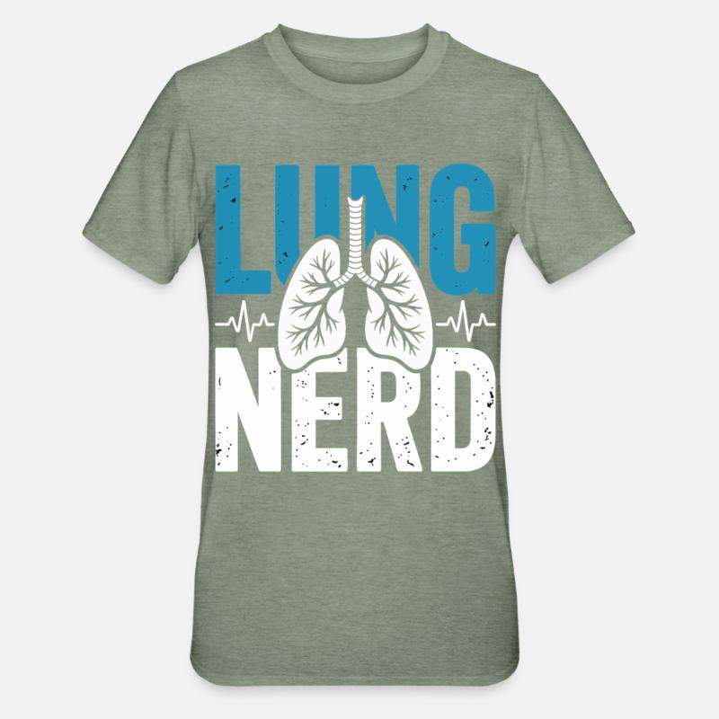 Lungen Nerd Graphic - Unisex Polycotton T-Shirt - Militärgrün meliert