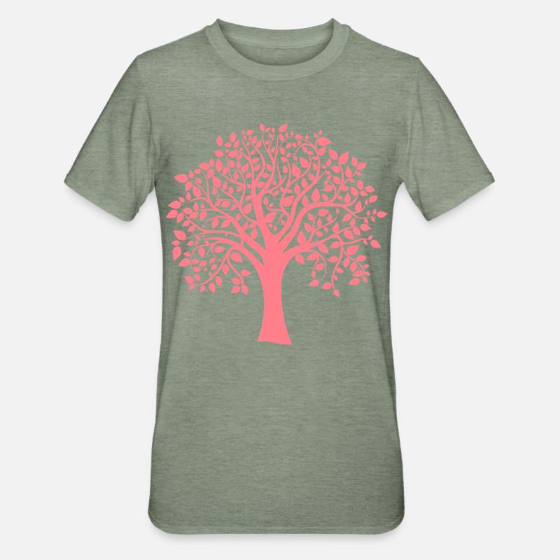 Icon Roter Jumbo-Baum Muster-Silhouette - Unisex Polycotton T-Shirt - Militärgrün meliert