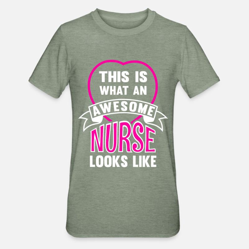Krankenschwester - Unisex Polycotton T-Shirt - Militärgrün meliert
