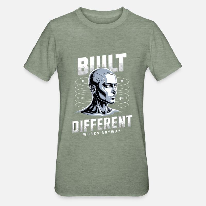 Neurodiversité neurodivergente construite différend - T-shirt polycoton Unisexe - vert kaki chiné