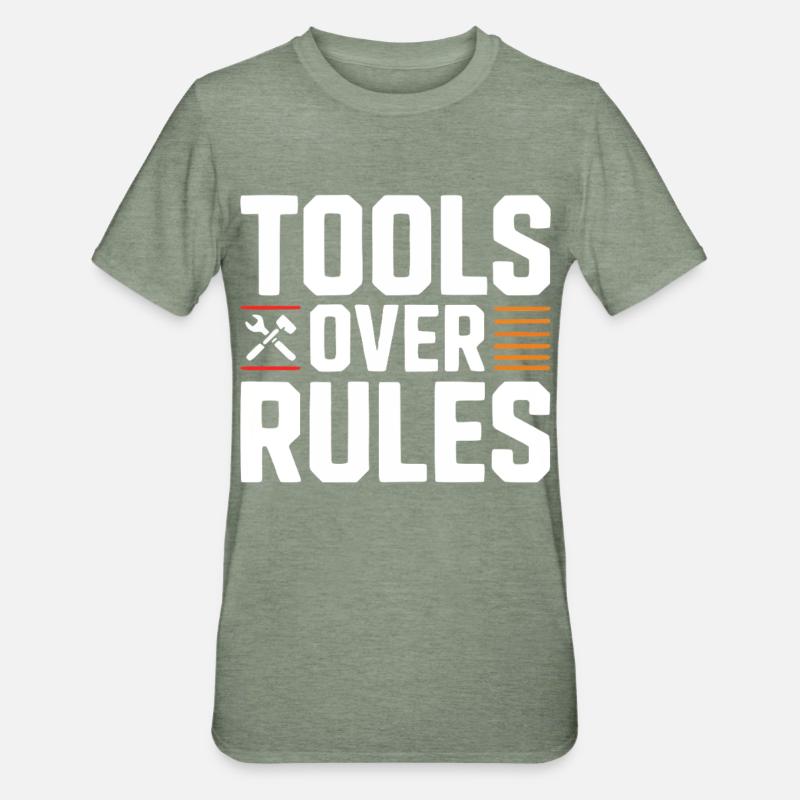 Tools Over Rules Statement Design - Unisex Polycotton T-Shirt - heather military green
