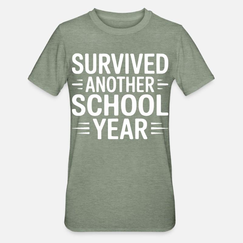 Survived Another School Year Design - Unisex Polycotton T-Shirt - heather military green
