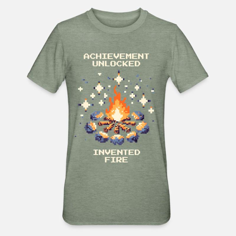 Fire Invented | Stone Age caveman - Unisex Polycotton T-Shirt - heather military green