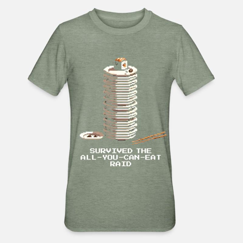 Survived All-You-Can-Eat Raid | Sushi Buffet - Unisex Polycotton T-Shirt - heather military green