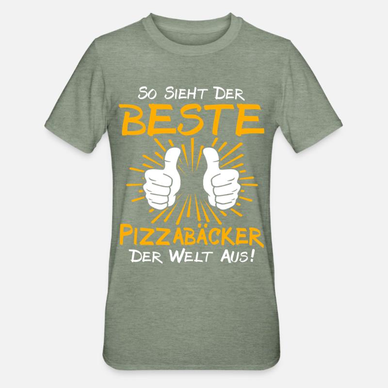 Pizzabäcker Geschenkidee - Unisex Polycotton T-Shirt - Militärgrün meliert