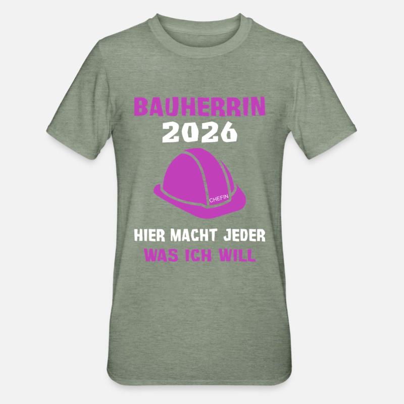 Client 2026 Construction Site - T-shirt polycoton Unisexe - vert kaki chiné