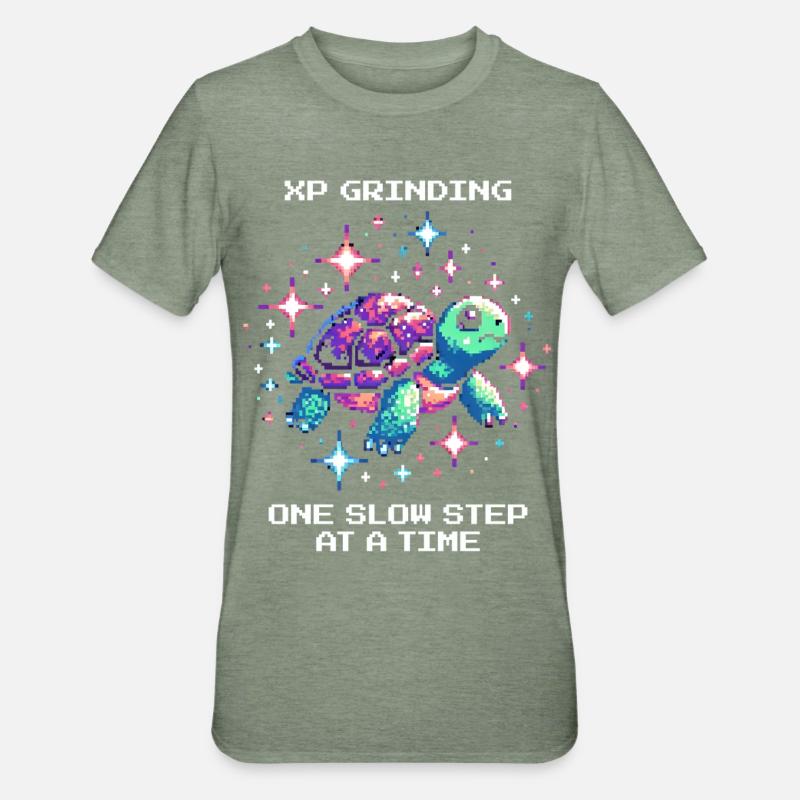 Grinder l’XP | Tortue - T-shirt polycoton Unisexe - vert kaki chiné